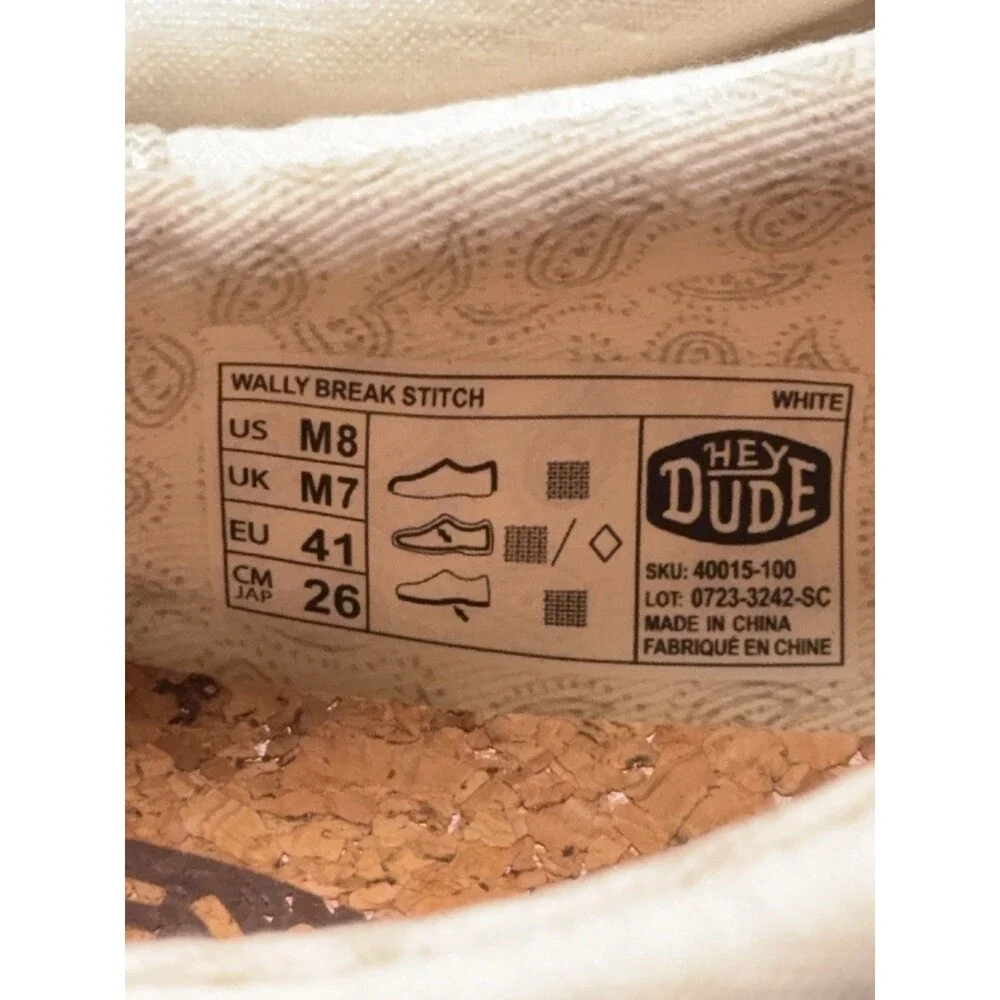 Hey Dude Natural Edition Wally Break Stitch in Natural White USM8/EUR41 NWT